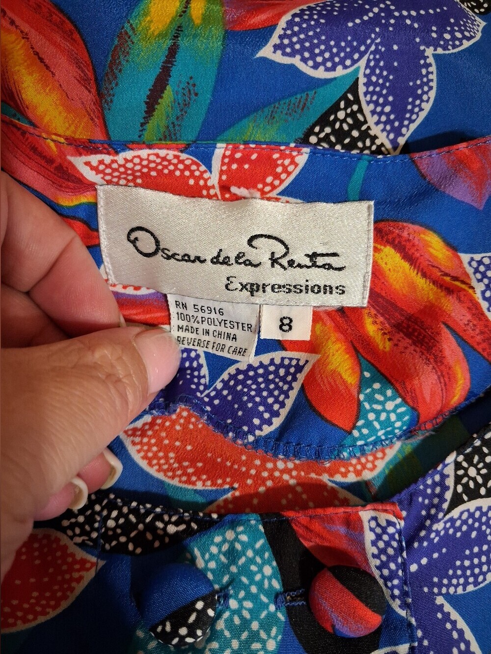 Oscar De La Renta Floral Button Down Shirt Vintage 90s - Picture 4 of 4
